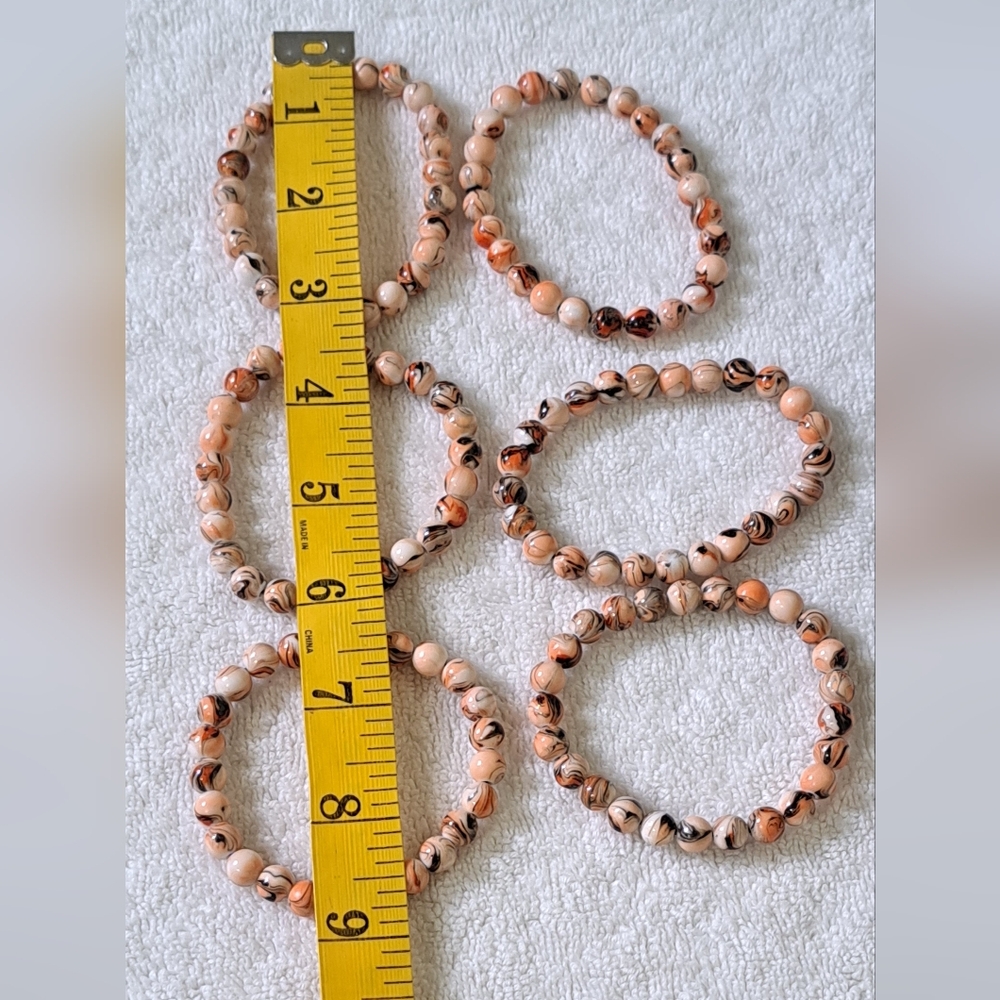 Stretch bracelets ( set of 6 ) Tan Orange Beige and Black New without tags. - Picture 3 of 5